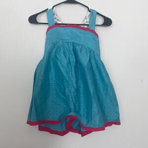 Matilda Jane Girls Teal & Pink Ruffle Strap Dress Floral Lined Size 12 Boutique